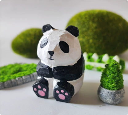 Handmade Wooden Cat Figurine - Artisan Carved Wood Cat Sculpture Home Decor Gift