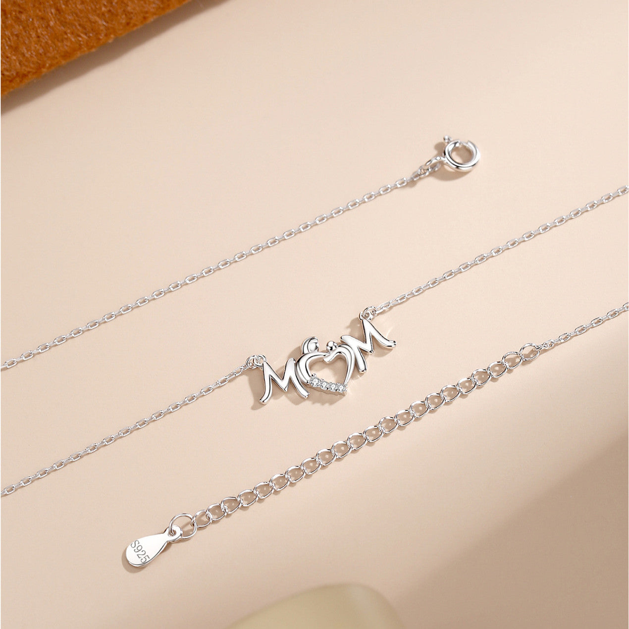 New S925 Sterling Silver Necklace Love Wings Women's Mother's Day Gift