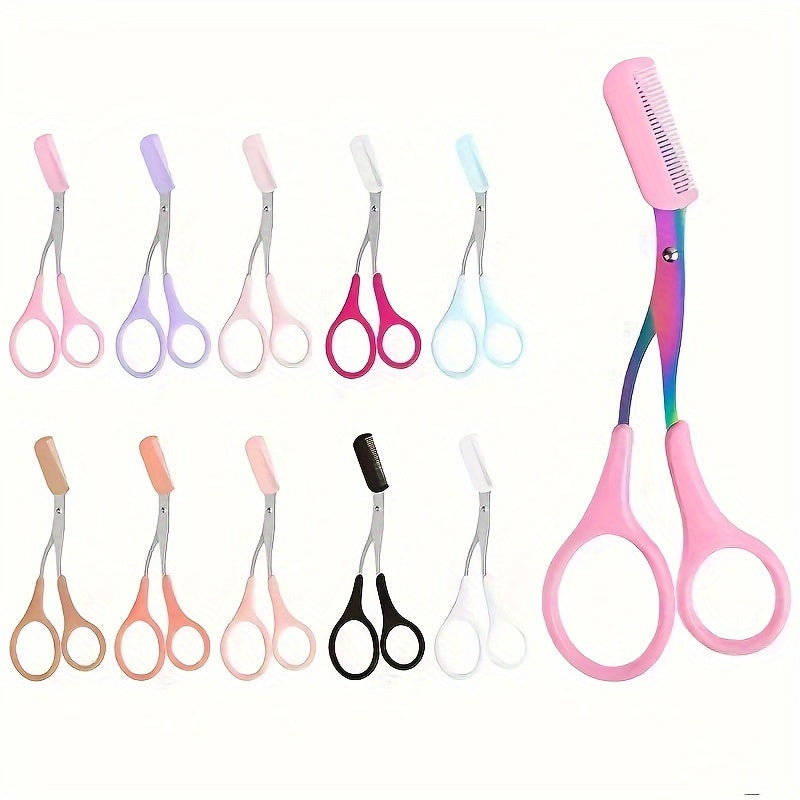 Eyebrow Trimmer Scissor with Comb Facial Hair Removal Grooming Shaping Shaver Cosmetic Makeup Accessories, Eyebrow Grooming Kit, Scissers for Eyebrow, Eyebrow Kit for Women, Eyebrow Stamp Kit Set, Eyebrow Clippers