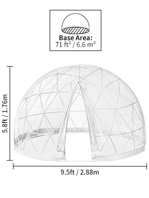 VEVOR Bubble Tent Garden Igloo 9.5/12ft With LED PVC Cover Geodesic Greenhouse Dome for Outdoor Sunbubble Backyard Bubble House