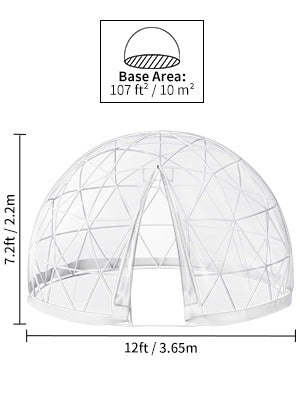VEVOR Bubble Tent Garden Igloo 9.5/12ft With LED PVC Cover Geodesic Greenhouse Dome for Outdoor Sunbubble Backyard Bubble House