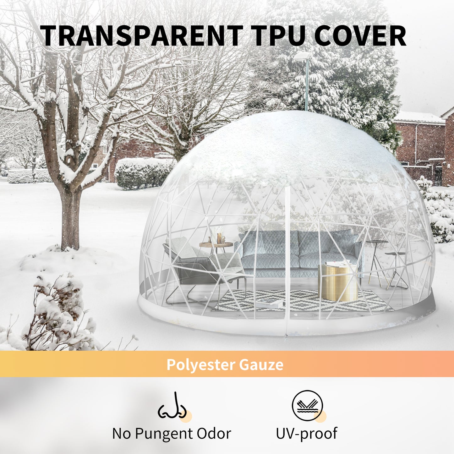 VEVOR Bubble Tent Garden Igloo 9.5/12ft With LED PVC Cover Geodesic Greenhouse Dome for Outdoor Sunbubble Backyard Bubble House