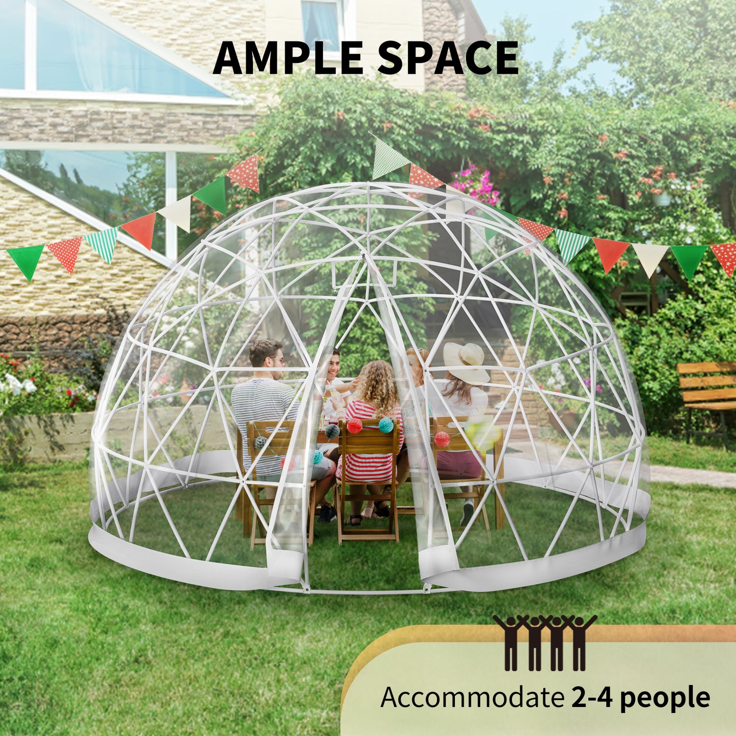 VEVOR Bubble Tent Garden Igloo 9.5/12ft With LED PVC Cover Geodesic Greenhouse Dome for Outdoor Sunbubble Backyard Bubble House
