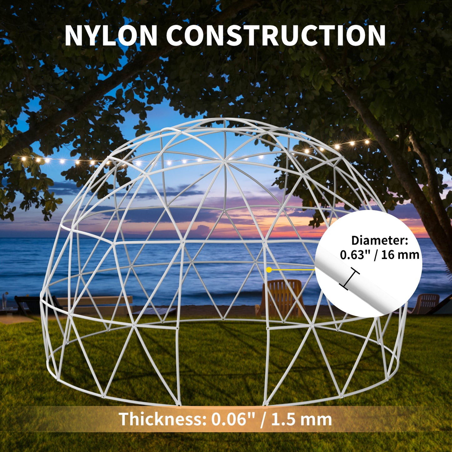 VEVOR Bubble Tent Garden Igloo 9.5/12ft With LED PVC Cover Geodesic Greenhouse Dome for Outdoor Sunbubble Backyard Bubble House