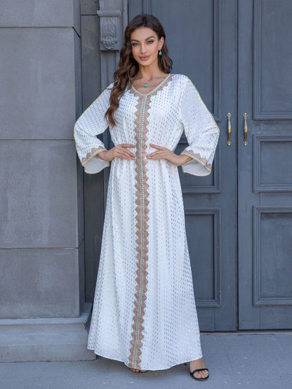Simple Lace Slim-fit Dubai Women's Dress