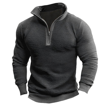 Premium Men's Contrast Zipper Sweatshirt - Casual Fleece Jacket
