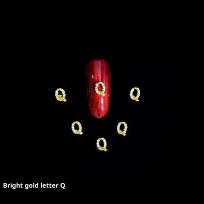 26 Letter Alloy Nail Ornament Nail Crystal