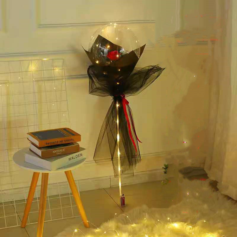 Glowing Ball For Girlfriends With A Rose In A Balloon