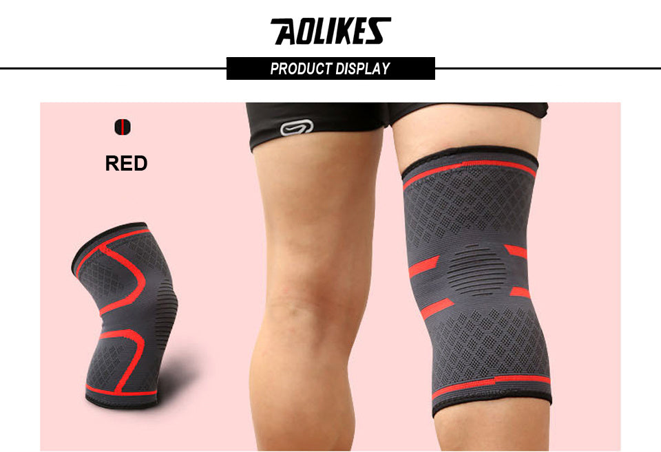 1pc AOLIKES Compression Knee Pad Sleeve - Breathable, Non-Slip, Durable Polyamide & Nylon, Ideal for Running, Volleyball, Basketball, Yoga, Tennis, Football