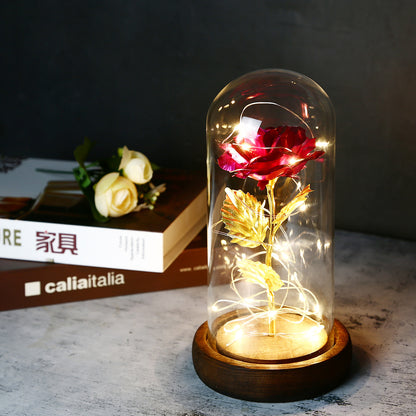 Valentine's Day Gift Simulation Gold Foil Rose Lamp Glass Cover Ornaments Color Box Packaging