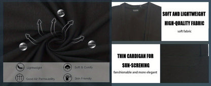 Plus Size Chic Rib-Knit Cardigan - Elegant, Durable & Stretch Fabric for Spring/Summer Comfort