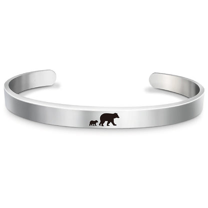 Stainless Steel Mama Bear Bracelet Mother's Day Gift