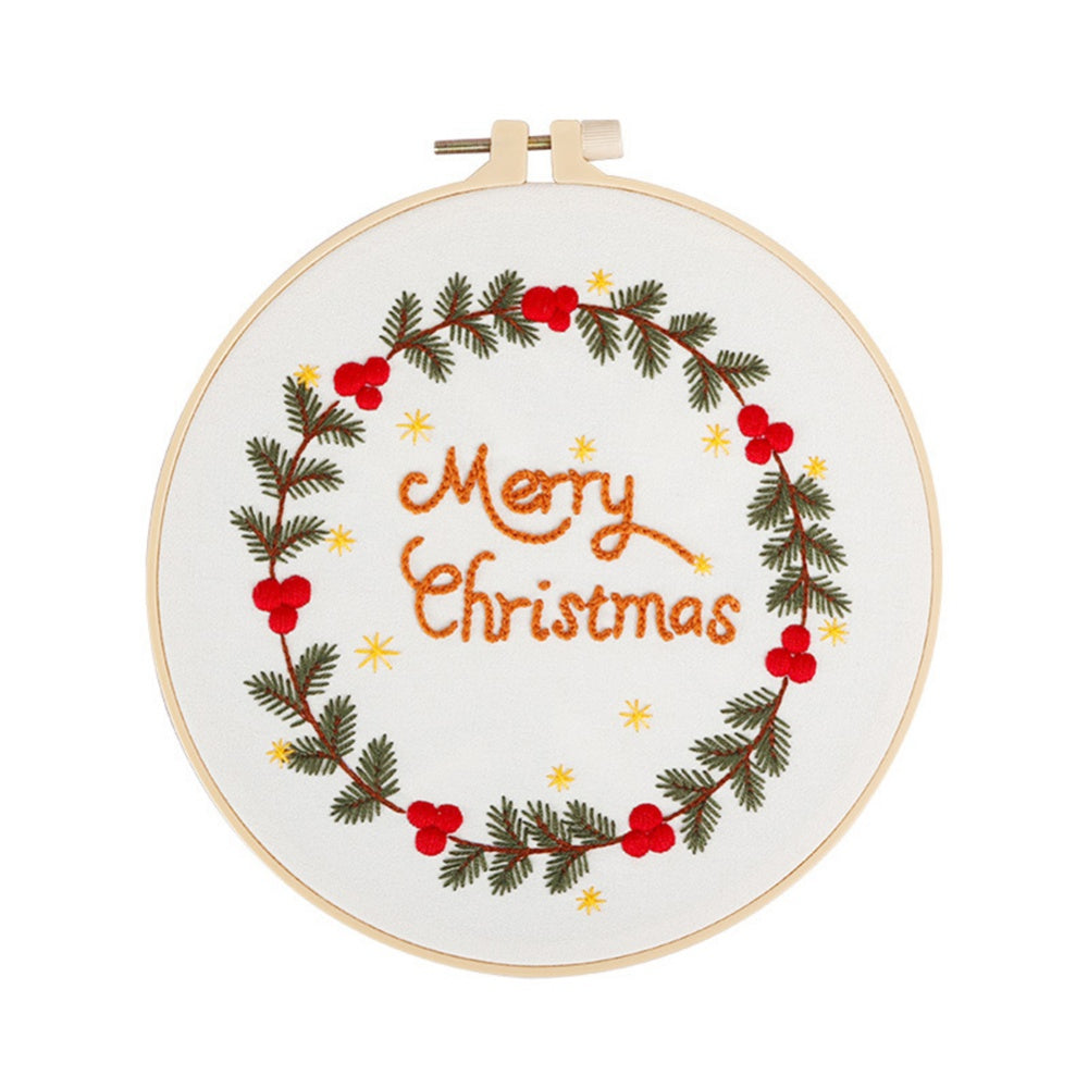 Christmas Day Gift Snowman Wreath Embroidery Material Package