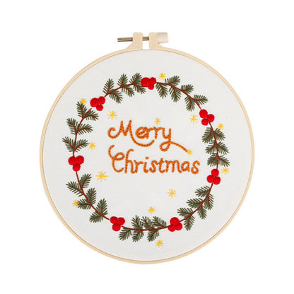 Christmas Day Gift Snowman Wreath Embroidery Material Package