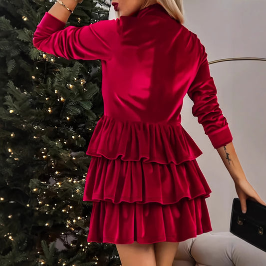 Solid-color High-waist Dress Women's Pleated Skirt