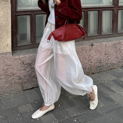Lace-up Ankle-cinching Semi-sheer Trousers