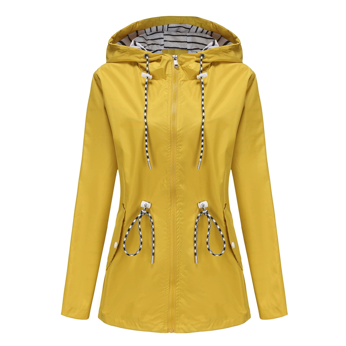 Casual hooded waist coat mid-length ladies trench coat