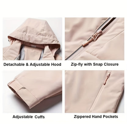 Women's Autumn and Winter Outdoor Sports Casual Warm Fleece Lined Windproof Stand Collar Jacket