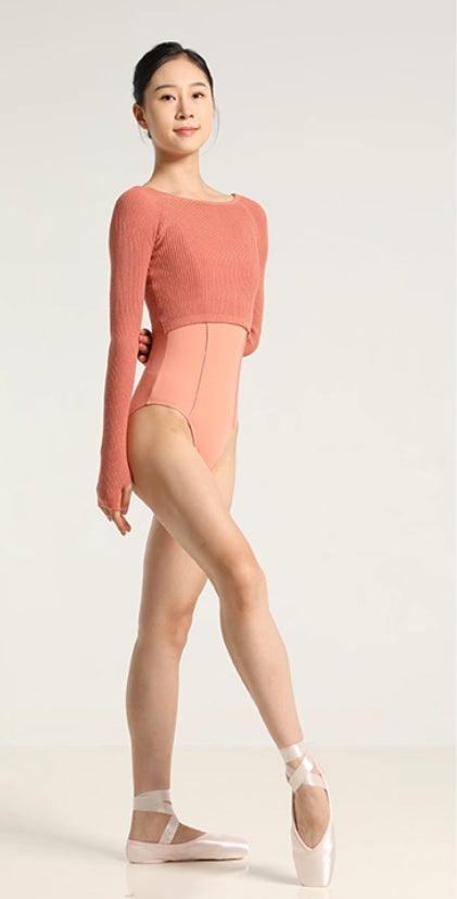 Warm Dance Top Vertical Ribbed High-Stretch Knitwear Ballet Practice Outerwear