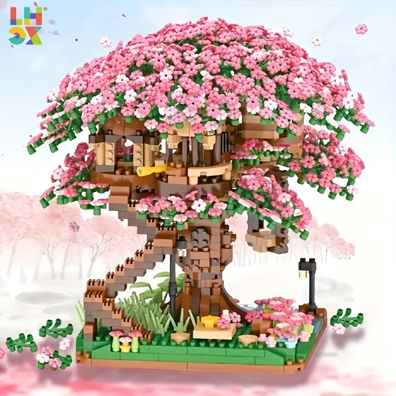 LHCX Cherry Bonsai Tree Building Sets For Girls, Mini Building Blocks Of Cherry Flower Bonsai Tree Kit, Mini Bricks Sakura Tree House, Halloween/Thanksgiving Day/Christmas Gift Easter Gift