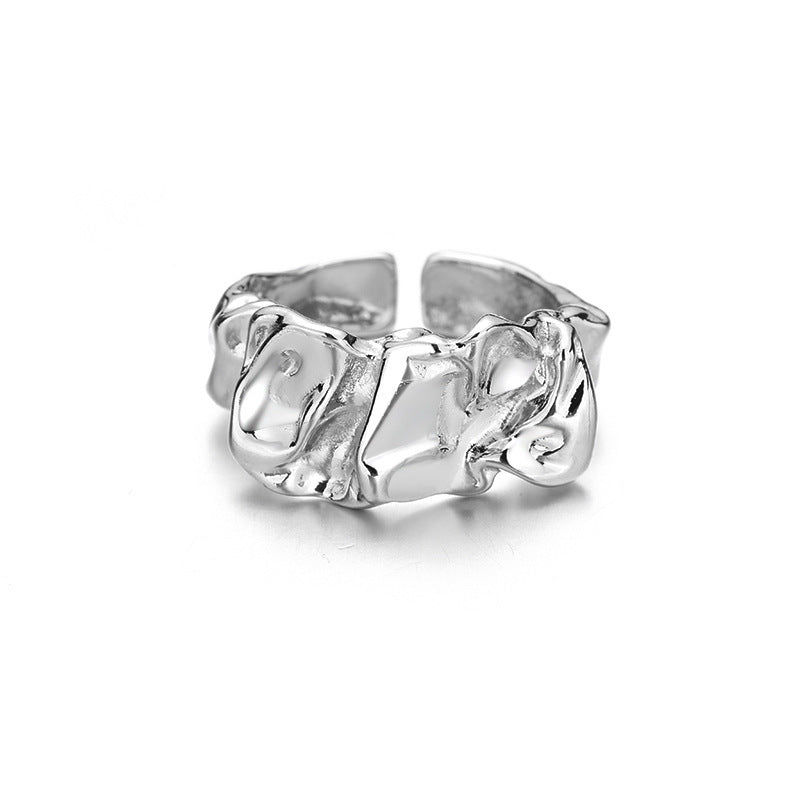 Metal Wind Exaggerated Folds  Ring Women's Fashion Irregular