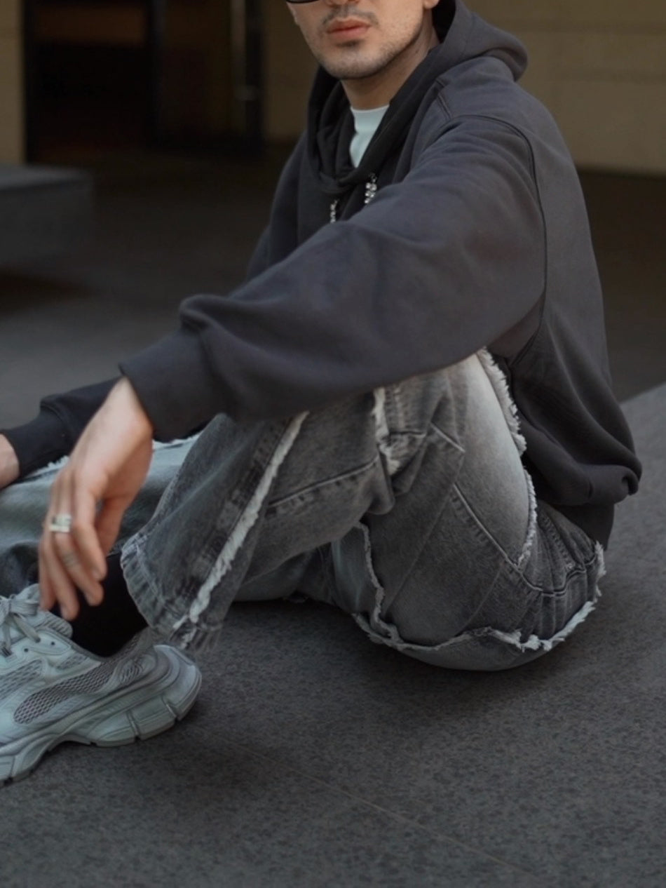 Oversized Hoodie With Crystal-Embellished Drawstrings