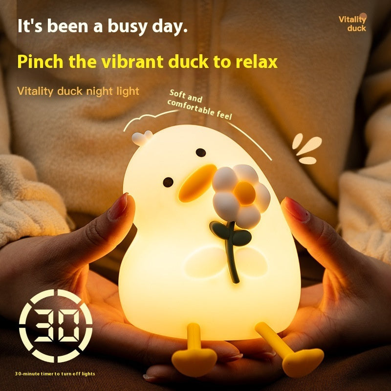Adorable Duck Night Light - USB Rechargeable LED Bedside Lamp for Bedroom Decor