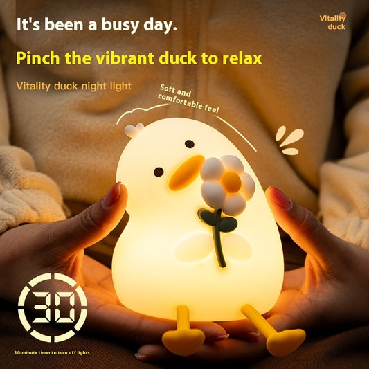 Adorable Duck Night Light - USB Rechargeable LED Bedside Lamp for Bedroom Decor