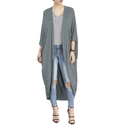 Women's Loose Bat-sleeve European And American Mid-length-sleeved Trench Coat