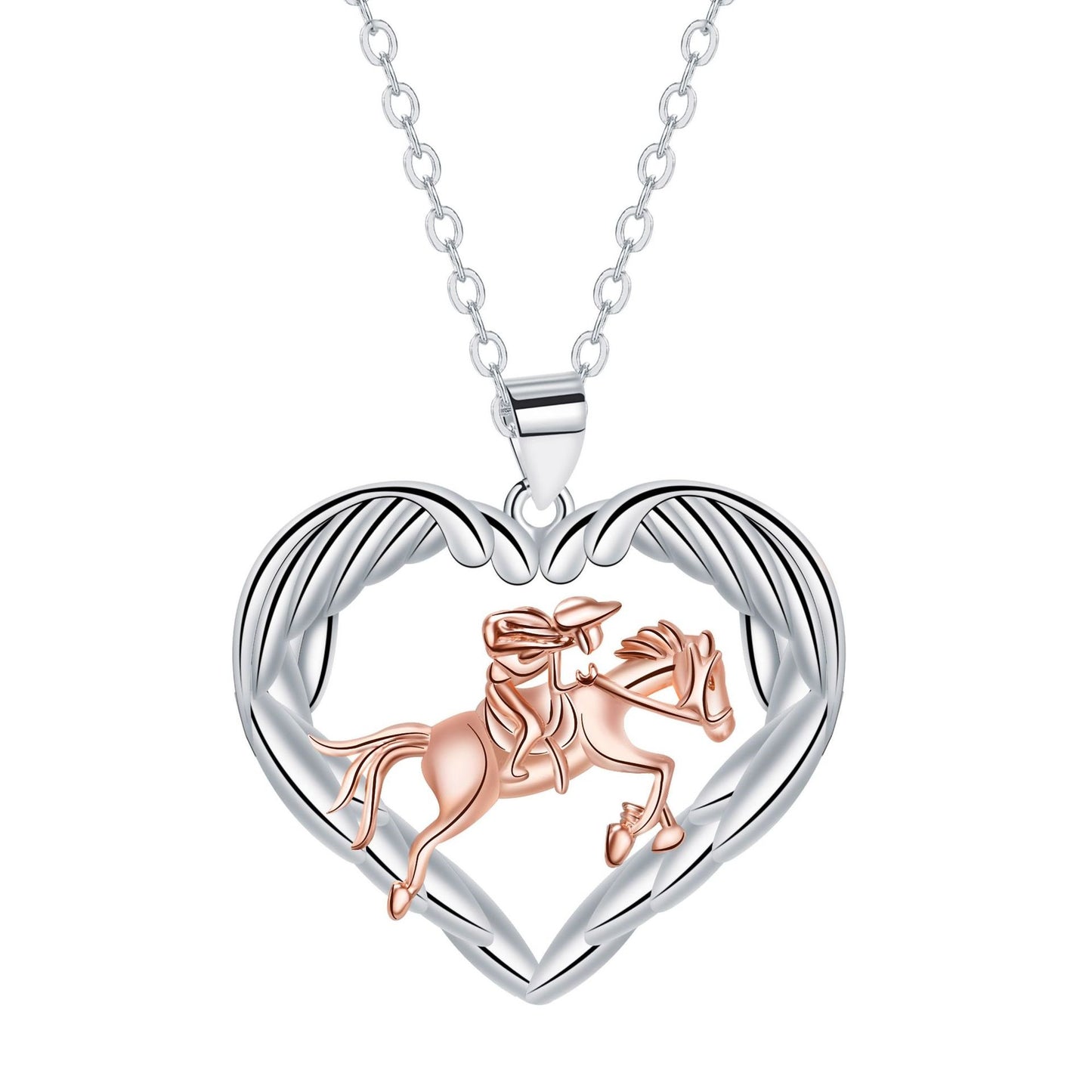 Girl And Horse Pendant Necklace Valentine's Day Gift