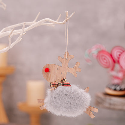 Christmas Wooden Elk Ornaments Red Lamb