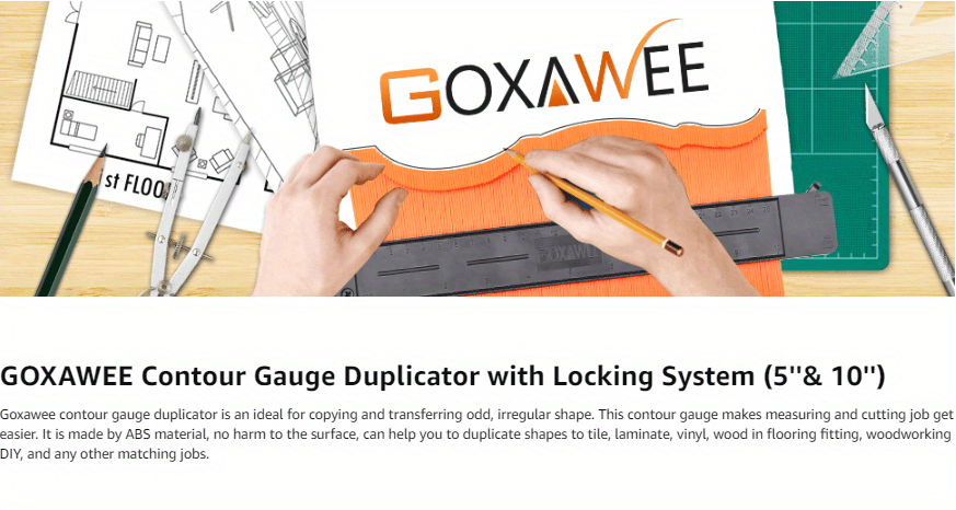 GOXAWEE Contour Gauge Profile Tool, 5Inch/10Inch Adjustable Lock, Precisely Copy Irregular Shape Duplicator For Flooring, Construction, Carpenter, DIY Handyman