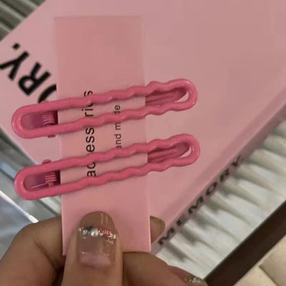 Hollow Wave Metal Barrettes Milk Fufu Candy Color