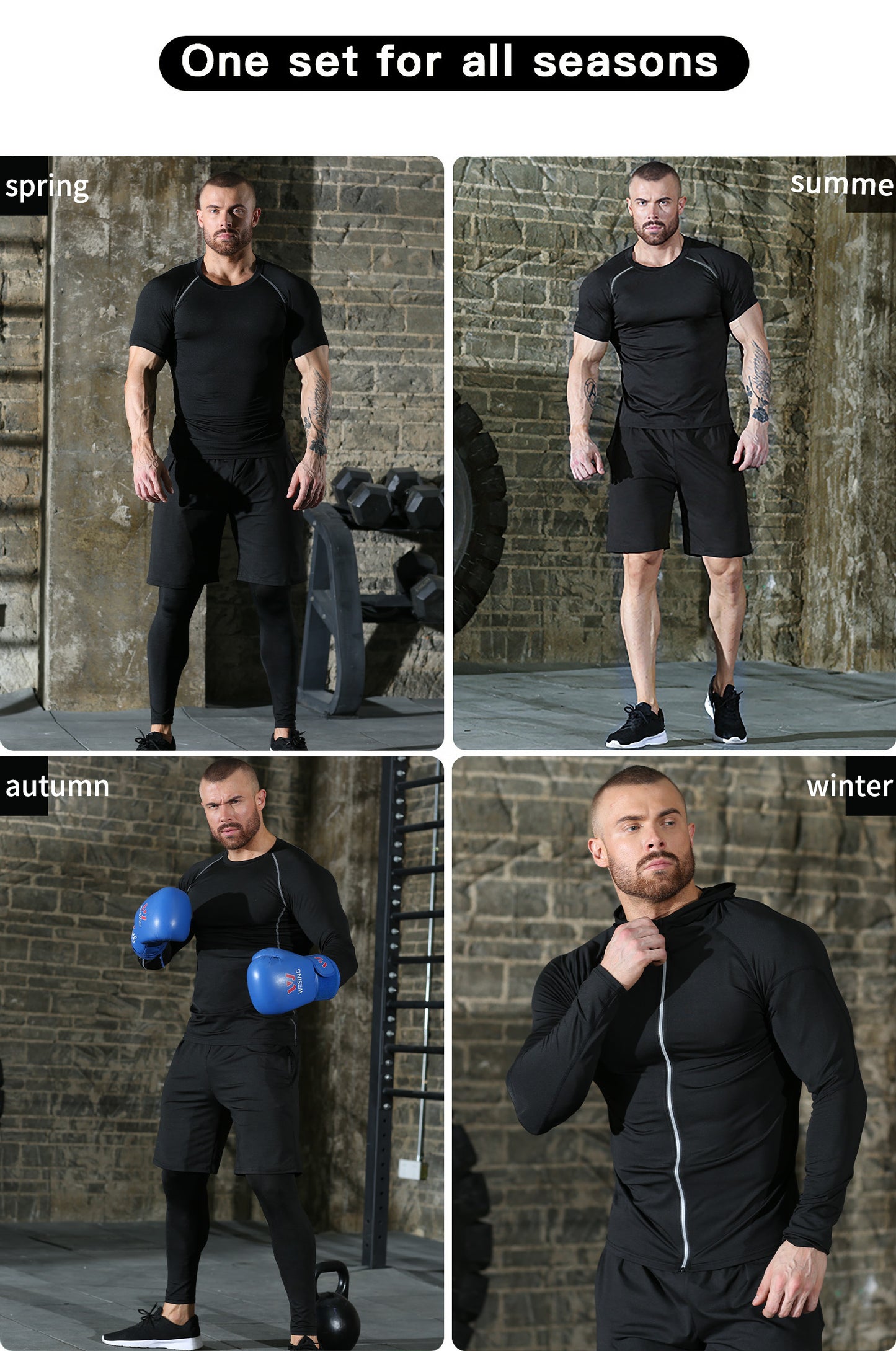 Men's 5-Piece Athletic Compression Gear Set – Quick-Dry, High-Stretch, & Durable for All-Season Training