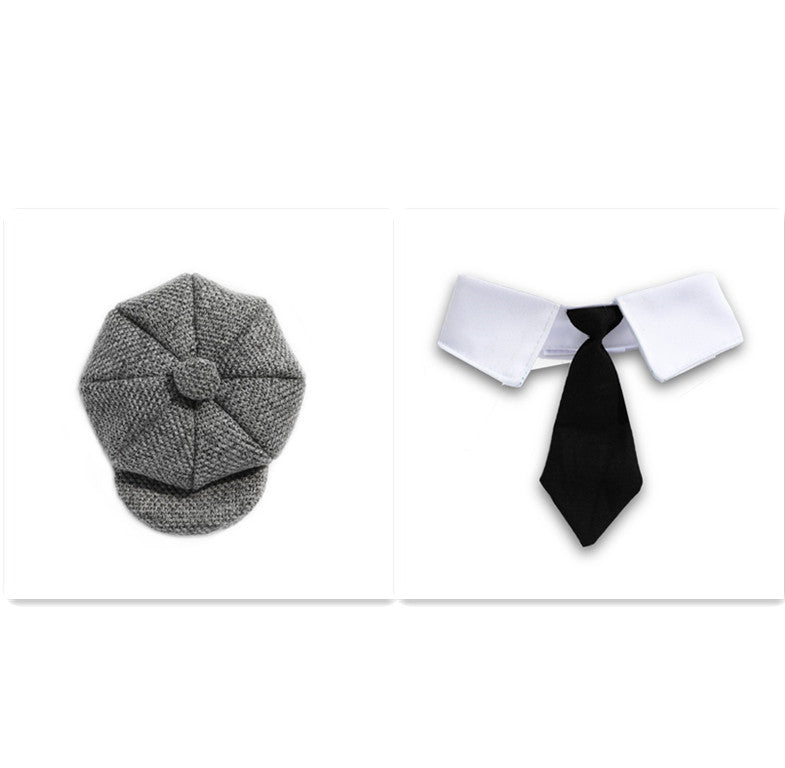 Pet Cat Gentleman Beret Tie Photo Props