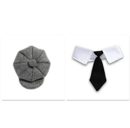 Pet Cat Gentleman Beret Tie Photo Props