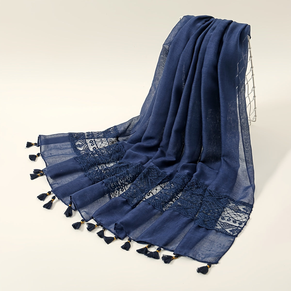 Embroidery Hollow Lace Tassel Scarf Fashion Elegant Casual Cold Weather Scarves Wraps For Women for eid