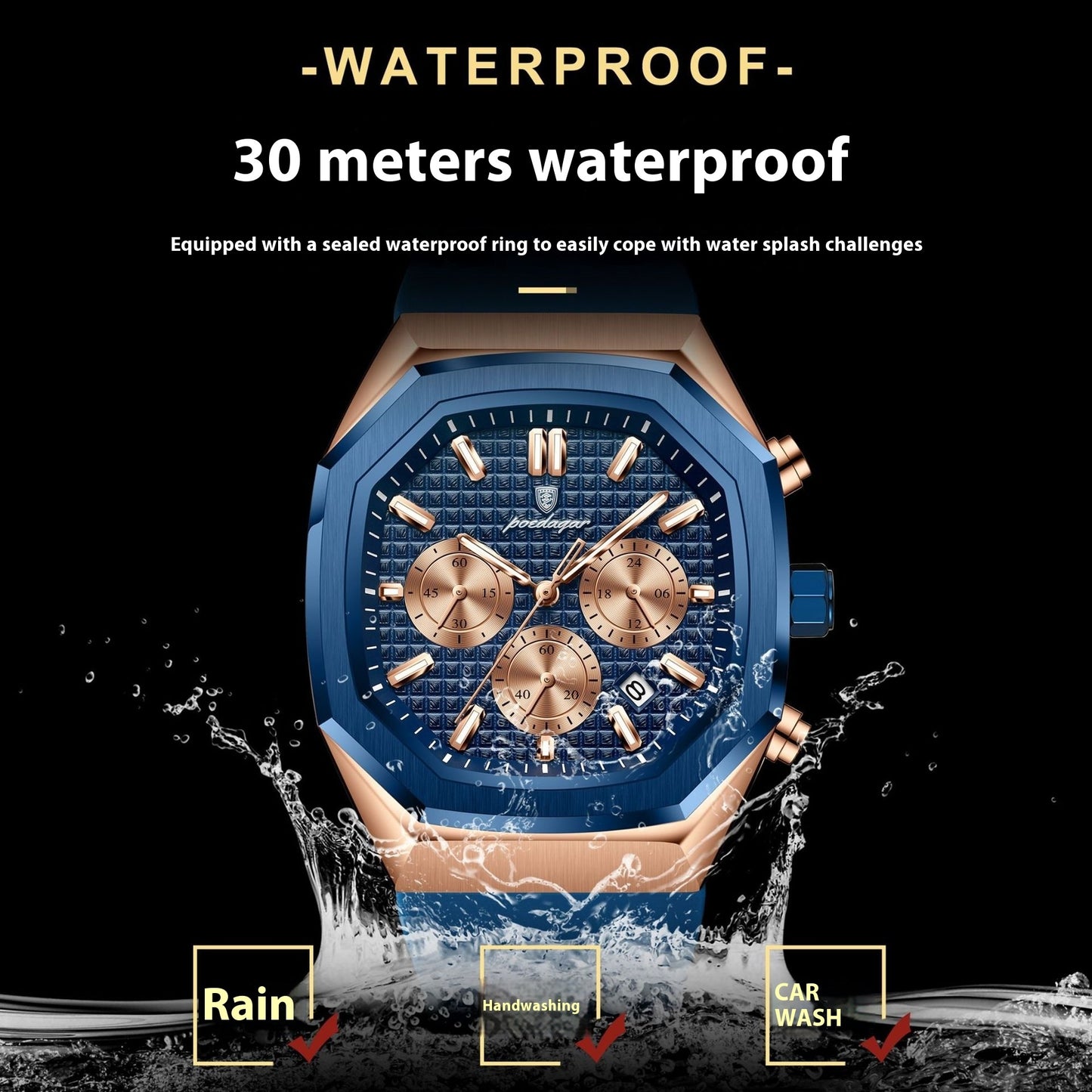Multifunctional Six-pin Calendar Men's Watch Large Dial