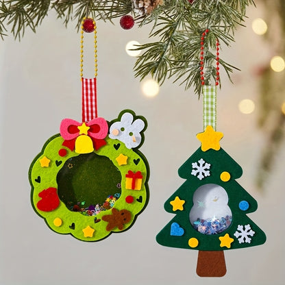 4pcs Christmas Felt Applique Kit, Handmade Ornament Material Set HolidayDecorations, Four Styles Santa Claus, Wreath, Christmas Tree, Crystal Ball, 1 Set Of Materials, Suitable For Festive Gifts,