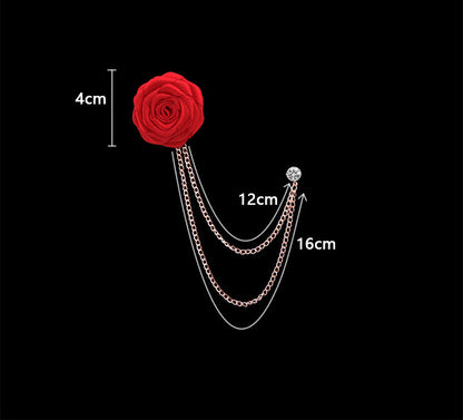 Men's Wedding Ceremony Groom Brooch - Handmade Rose Chain Brooch - For Grooms - Perfect for Wedding Occasions - Ideal Gift for Weddings & Anniversaries