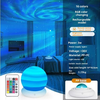 Northern Lights Projection Lamp Bedroom Star Light Remote Control Flame