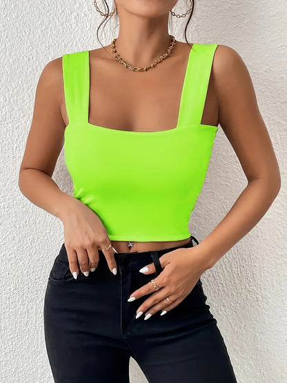 Women's Stretchy Crop Tank Top - Soft Breathable Sleeveless Cami