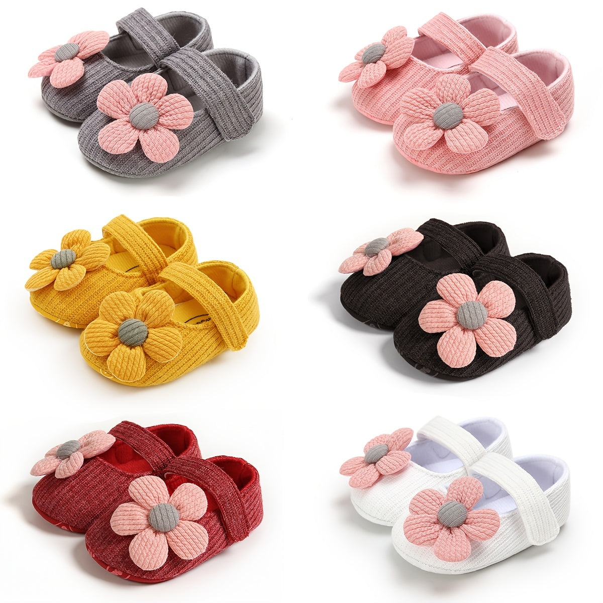 Baby Girls Flower Princess Shoes - Soft Sole Lightweight Breathable Flats for Toddlers & Infants