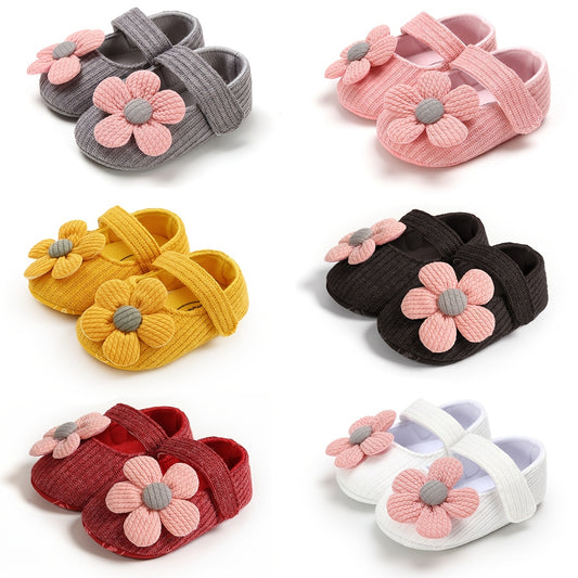 Baby Girls Flower Princess Shoes - Soft Sole Lightweight Breathable Flats for Toddlers & Infants