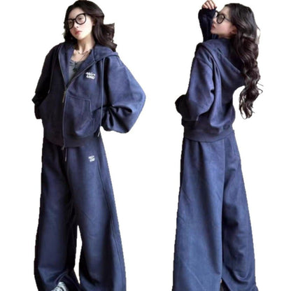 Hooded Cardigan Top Chic Casual Sportswear Set