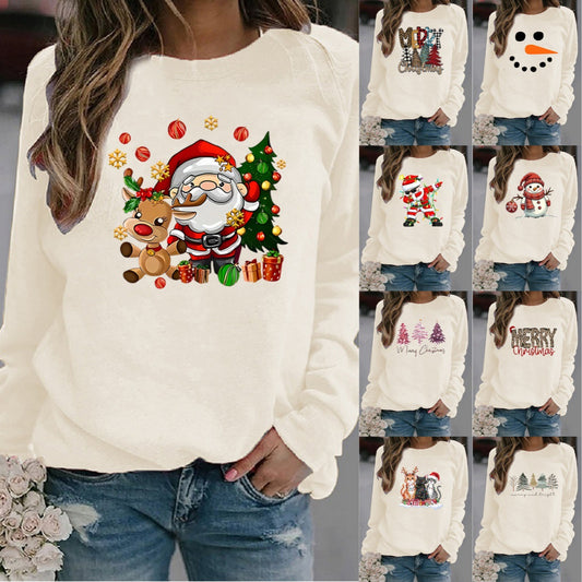 Women's Christmas Printed Crew-Neck Sweater