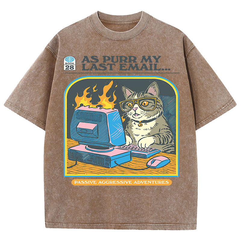 Men's Cat Playing Game Print Top