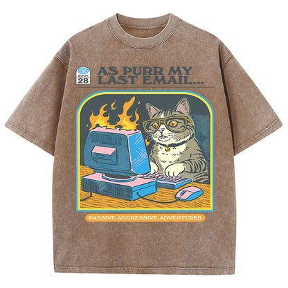 Men's Cat Playing Game Print Top