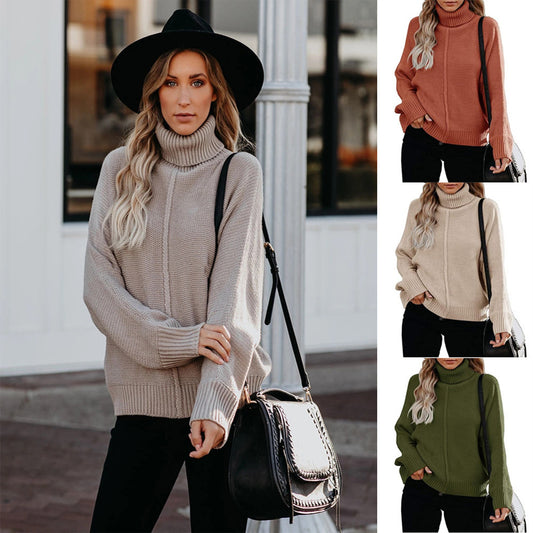 Turtleneck Loose OL Commuter Knit Sweater Plus Size Fashion Sweater Women