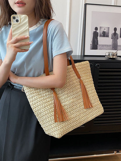 Large Capacity Handmade Storage Cotton And Linen Shoulder Bag